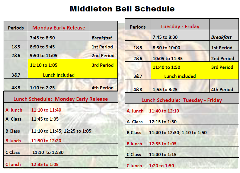 School bell schedule 